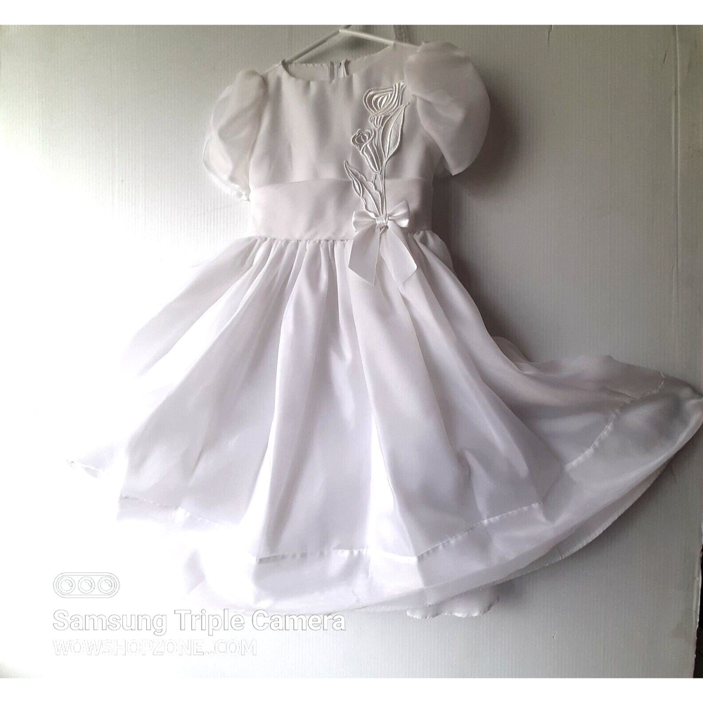 COPY - Vintage Communion Baptism White Calla Lilly White Girl Dress 8 Sugar Plu…